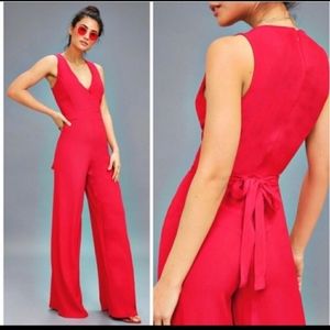 🎄SALE! Lulu's Toluca Red sleeveless wide leg Jumpsuit